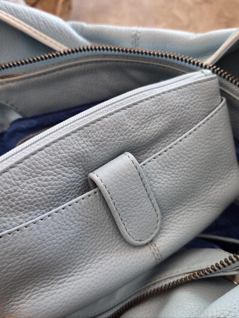 Da Milano Genuine Pebbled Leather Satchel Handbag - Picture 11 of 16